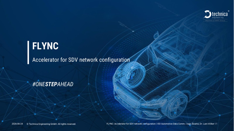 Title slide of "FLYNC: Accelerator for SDV network configuration"